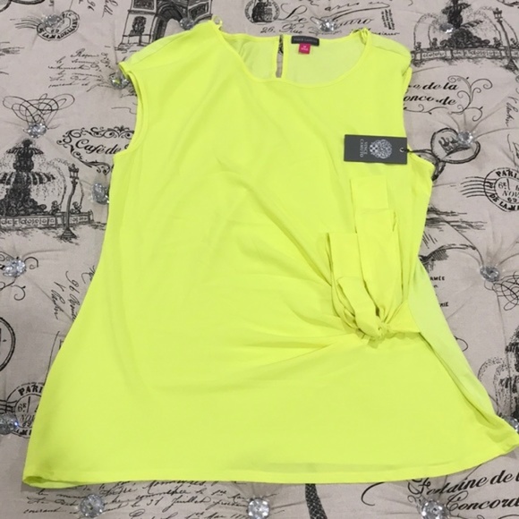 Vince Camuto Side Tie Ruched Stretch Crepe Top - Picture 4 of 4